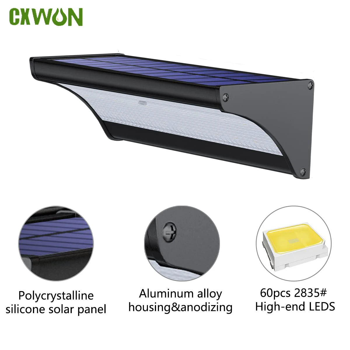 Outdoor Lighting Experts - 60/48Led กลางแจ้งโคมไฟติดผนังพลังงานแสงอาทิตย์พลังงานแสงอาทิตย์ไฟ Motion Sensor โคมไฟติดผนังกันน้ําโลหะ 1100LM