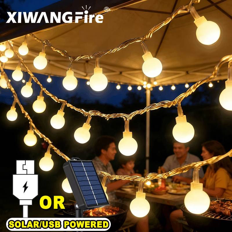 Outdoor Lighting Ground - ไฟประดับโซลาร์เซลล์/USB/แบตเตอรี่ 3-10 เมตร, ไฟ LED ลูกบอลทรงกลม,