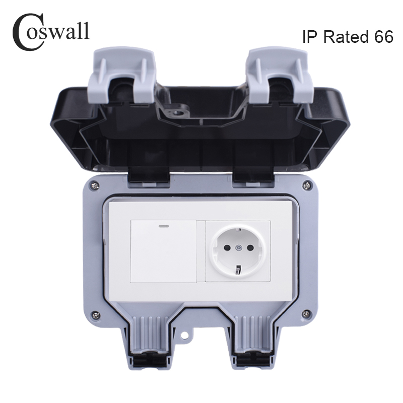 Outdoor Lighting Socket - Coswall IP66 Weatherproof กันน้ำกลางแจ้ง Wall Power