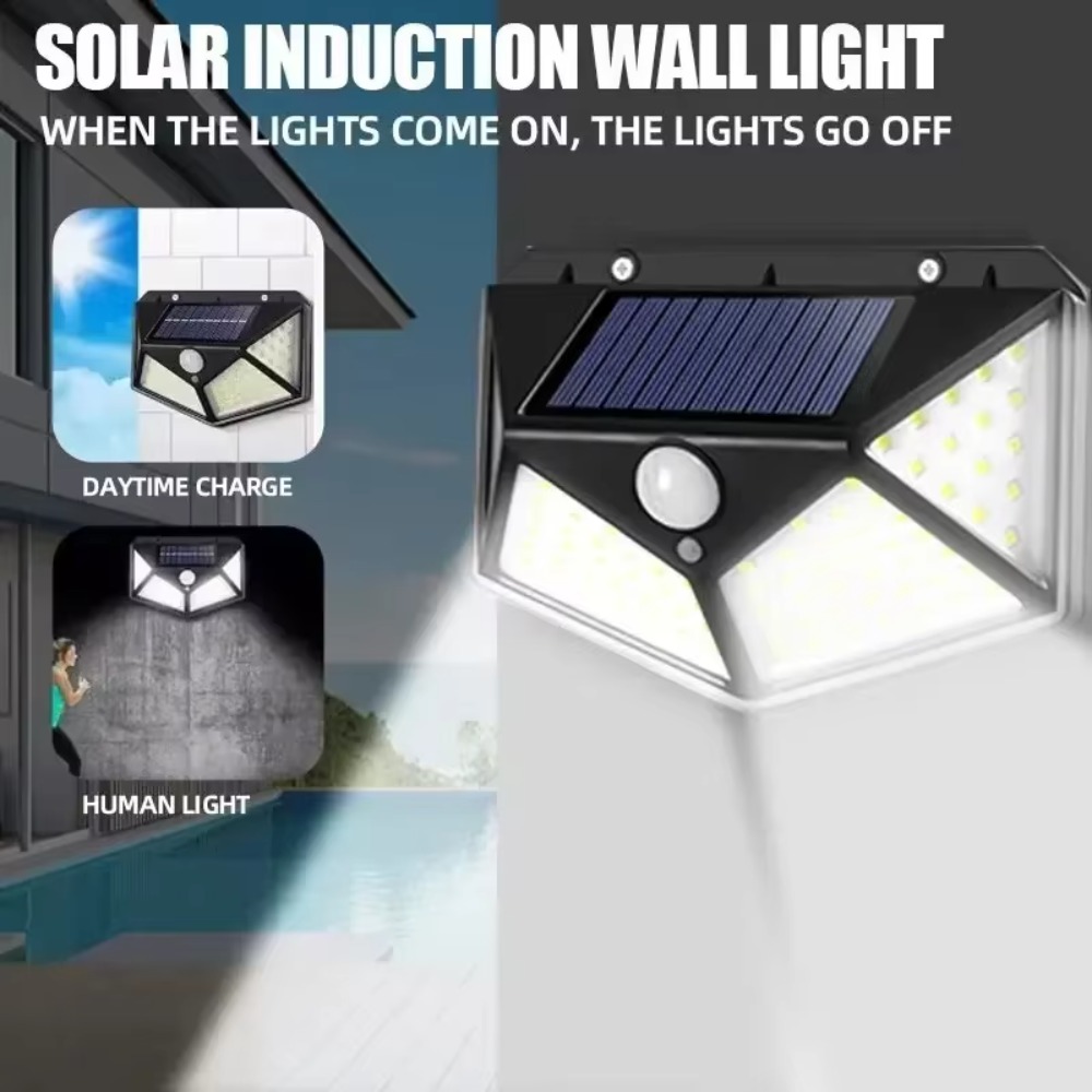 Outdoor Lighting Experts - โคมไฟติดผนังพลังงานแสงอาทิตย์ 100 LED พร้อมเซ็นเซอร์ตรวจจับความเคลื่อนไหว กันน้ำ เหมาะสำหรับใช้ภายนอกอาคาร