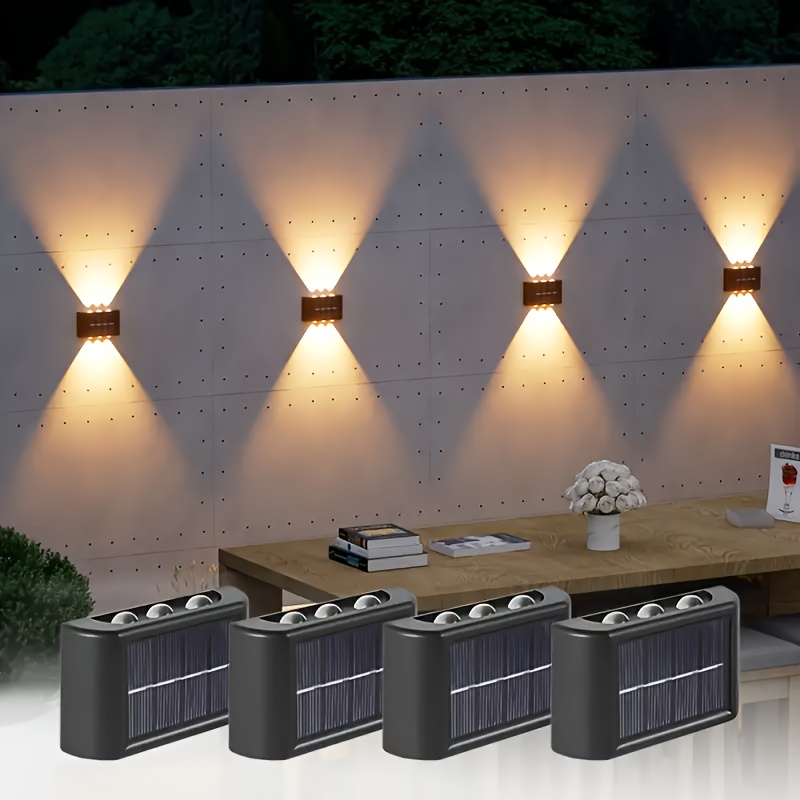 Outdoor Lighting For Garden - ไฟ LED พลังงานแสงอาทิตย์สำหรับภายนอกอาคาร กันน้ำ ติดผนัง ส่องสว่างขึ้นและลง