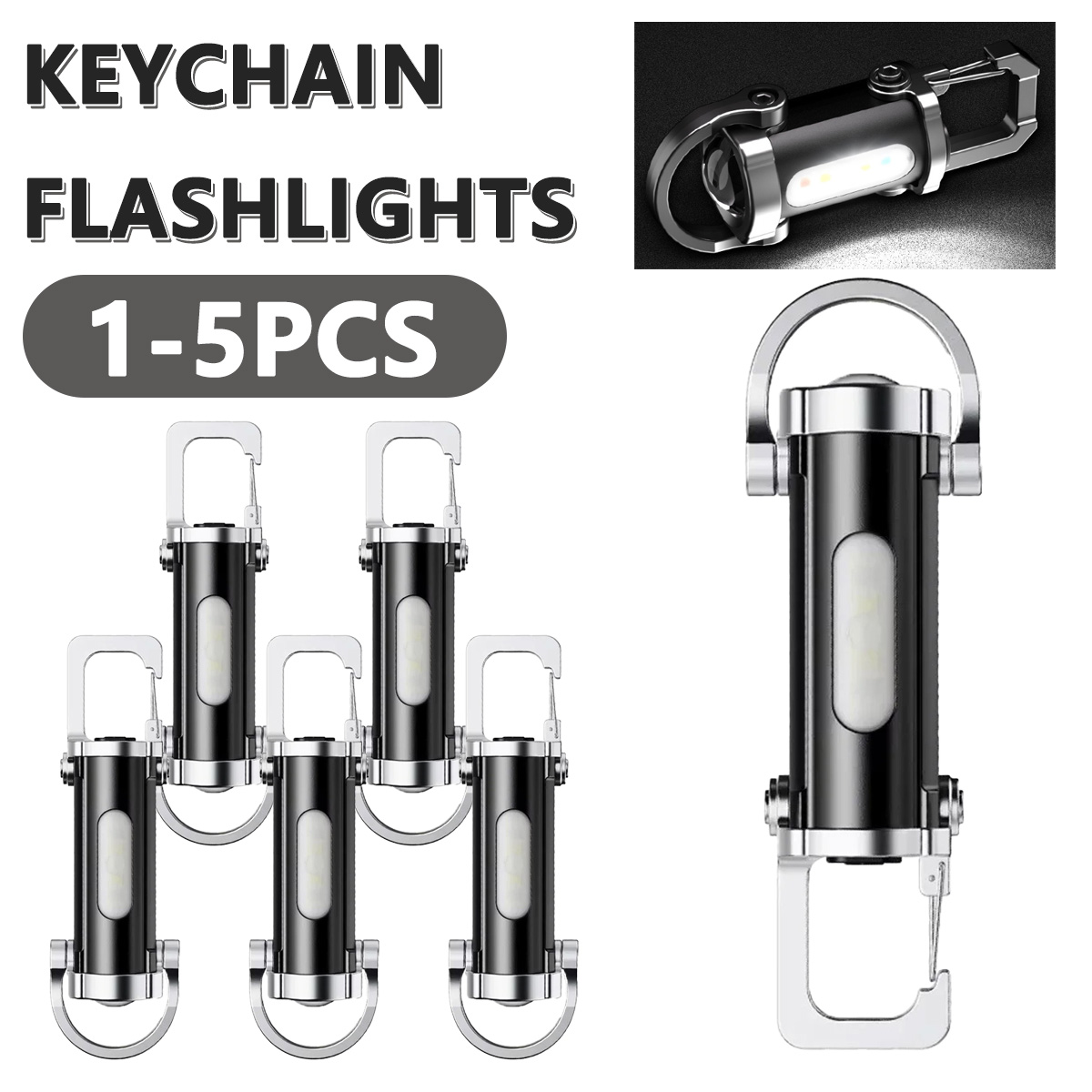 Hanging Outdoor Lighting - ไฟฉายพกพา EDC LED อันทรงพลัง แบบพวงกุญแจ ชาร์จซ้ำได้