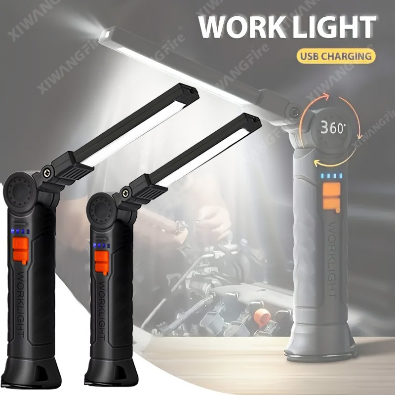 Outdoor Lighting Bulbs - ไฟฉาย LED แบบชาร์จไฟได้พร้อมแม่เหล็กและตะขอ, กันน้ำสำหรับงานรักษาความปลอดภัยในสถานที่ทำงาน ทำงานกลางคืน ตั้งแคมป์กลางแจ้ง