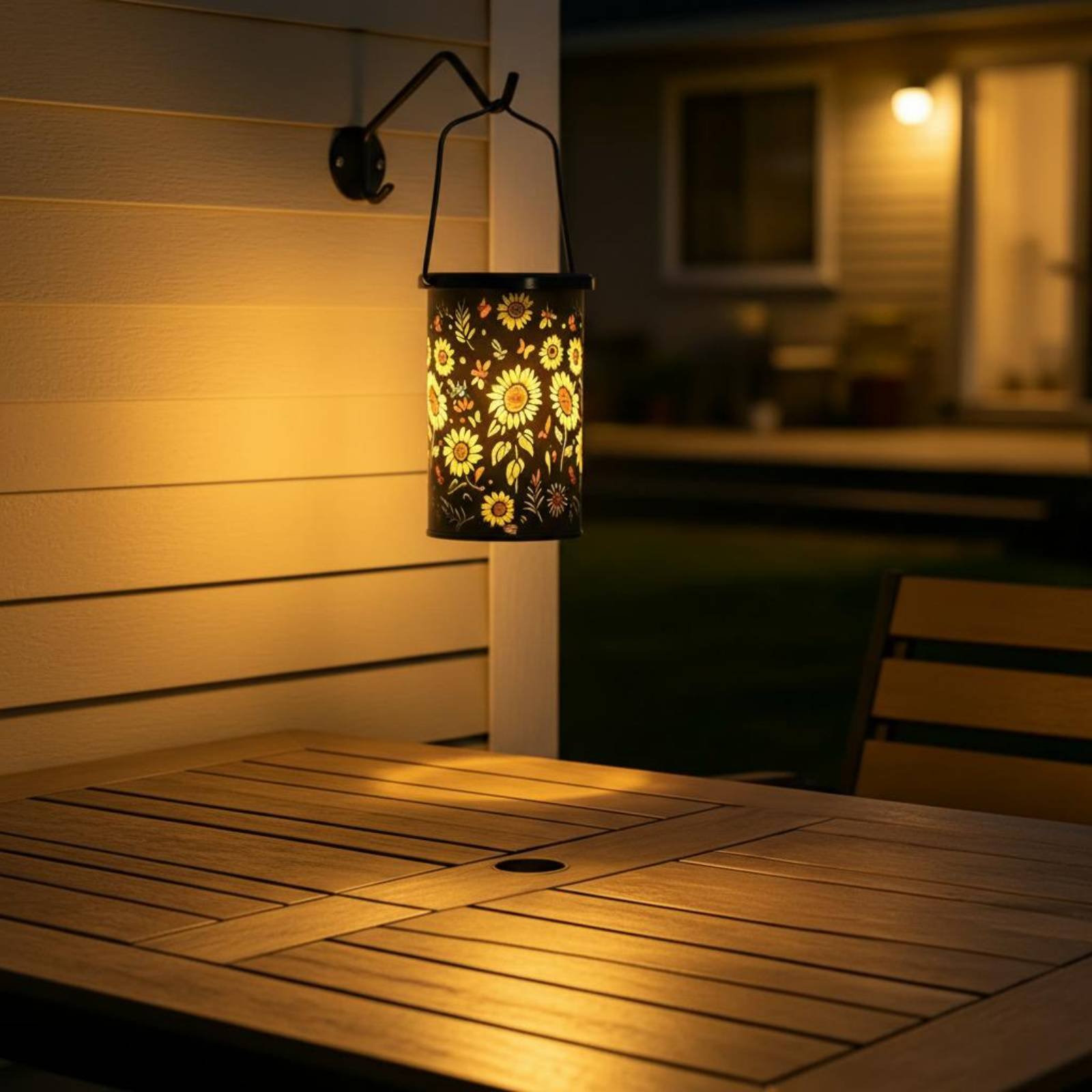 Hanging Outdoor Lighting - โคมไฟลายดอกไม้ ดีไซน์วินเทจ โคมไฟพลังงานแสงอาทิตย์แบบแขวน โคมไฟพลังงานแสงอาทิตย์แบบแกะสลัก ไฟ LED