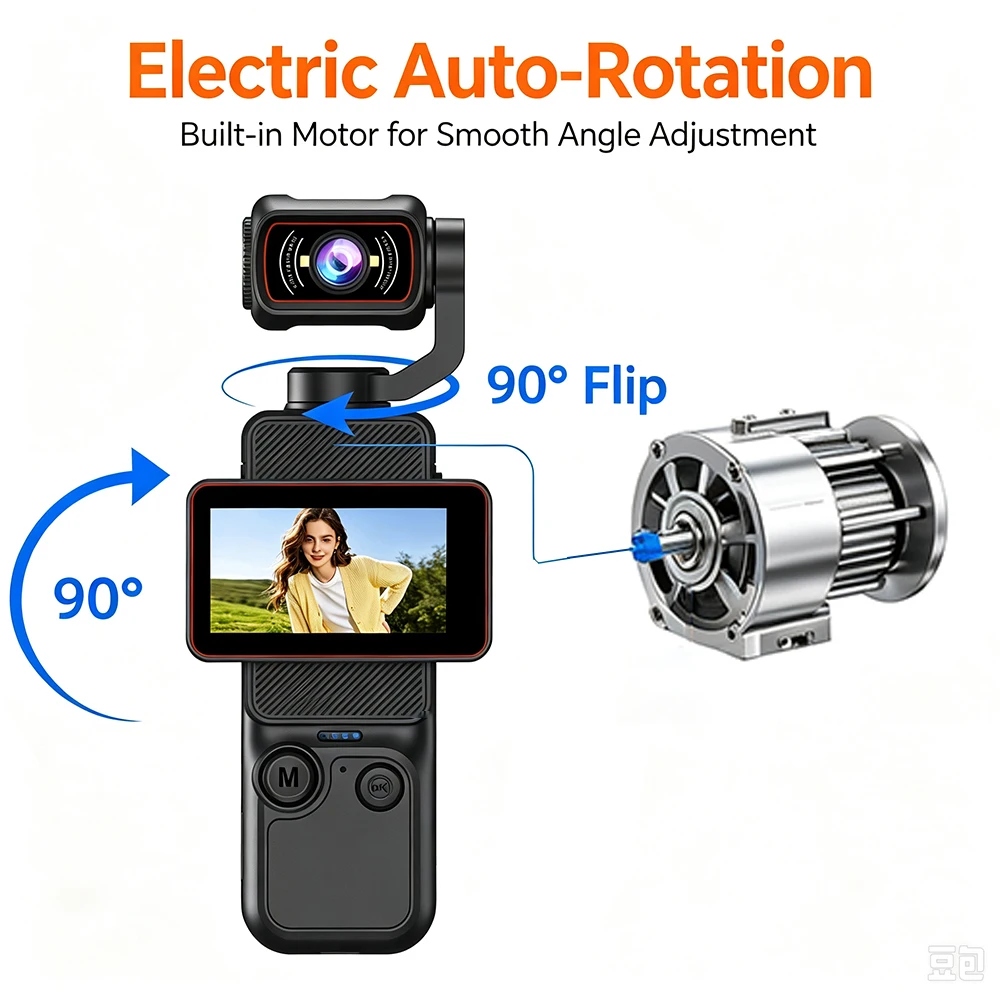 Outdoor Lighting Video - กล้องวิดีโอบล็อกแบบพกพาใหม่, 270 ° หมุนได้ 120 องศา