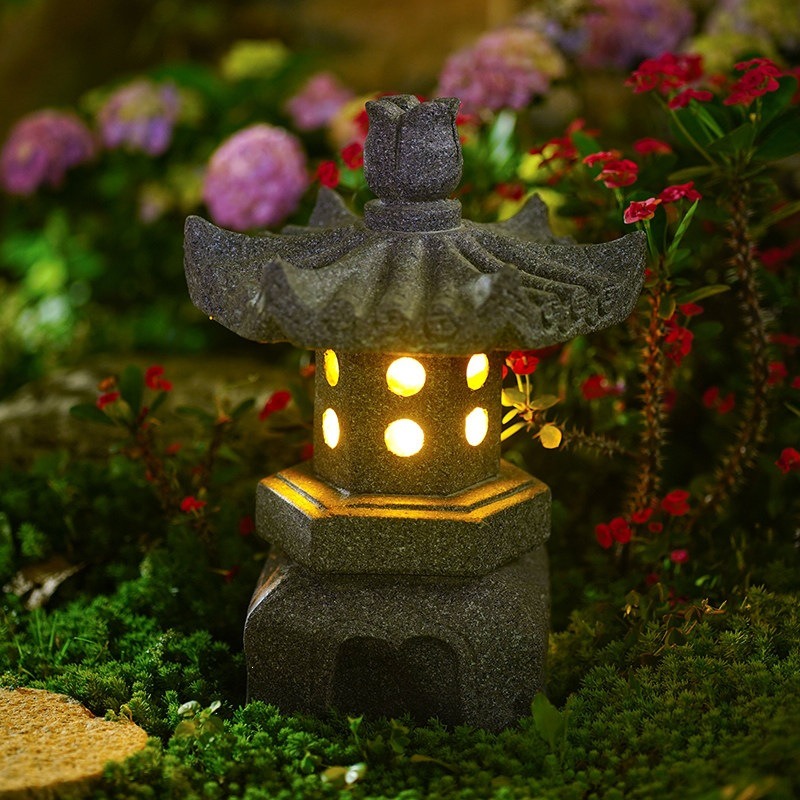 Outdoor Lighting Japan - โคมไฟสวนพลังงานแสงอาทิตย์ โคมไฟตกแต่งสวนวิลล่า โคมไฟหินสไตล์จีนโบราณ โคมไฟหินประดับตกแต่ง