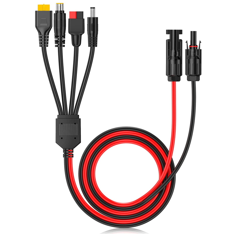 Outdoor Lighting Extension Cable - สายต่อขยายแผงโซลาร์เซลล์ A01F-4-In-1 พร้อมตัวแยกสำหรับขั้วต่อ Anderson อะแดปเตอร์ DC