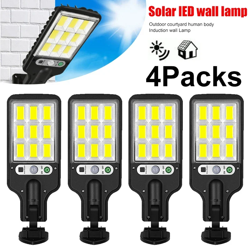 Outdoor Lighting For Garden - ไฟ LED พลังงานแสงอาทิตย์สำหรับภายนอกอาคาร ติดผนัง ชาร์จไฟได้ พร้อมระบบเซ็นเซอร์
