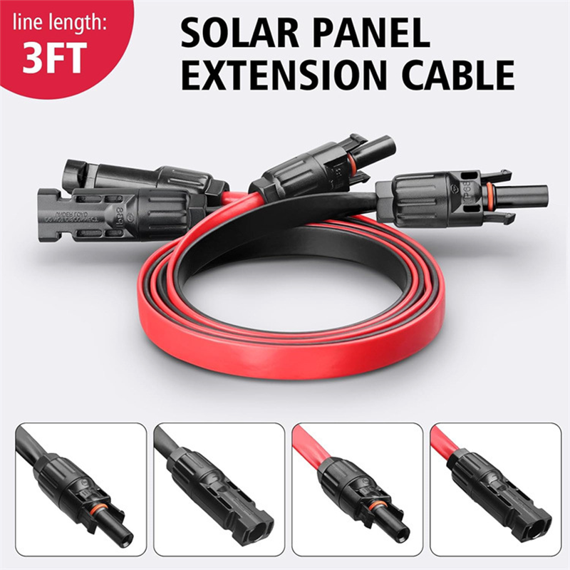 Outdoor Lighting Extension Cable - สายต่อแผงโซลาร์เซลล์แบบแบนขนาด 30 ซม. สำหรับเชื่อมต่ออินเวอร์เตอร์ สายเชื่อมต่อการติดตั้งแผงโซลาร์เซลล์