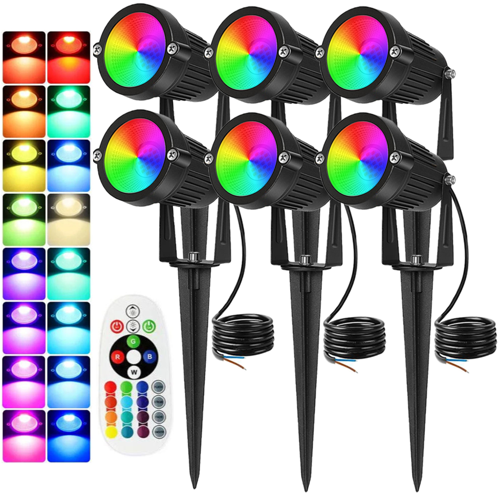 Outdoor Lighting For Garden - ไฟส่องสว่างภูมิทัศน์ RGBW 10W พร้อมรีโมท สปอตไลท์ 110V