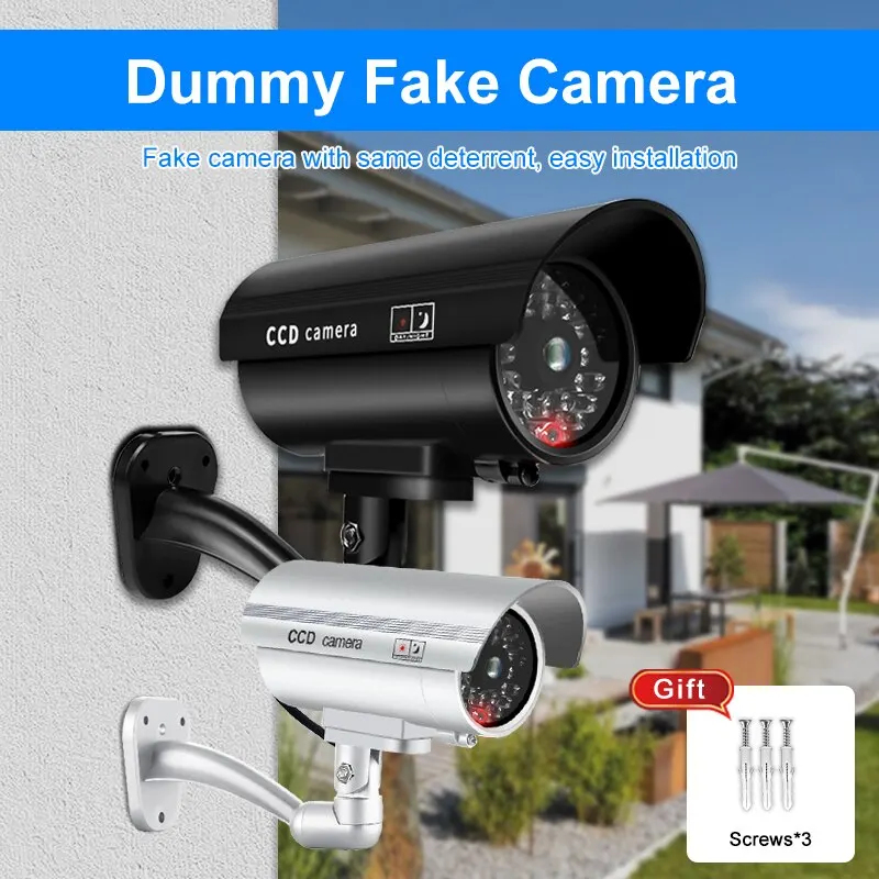 Outdoor Lighting Video - กล้องรักษาความปลอดภัยจำลอง 1 ชิ้น กันน้ำได้ ใช้ได้ทั้งภายในและภายนอกอาคาร ระบบกล้องวงจรปิดปลอม