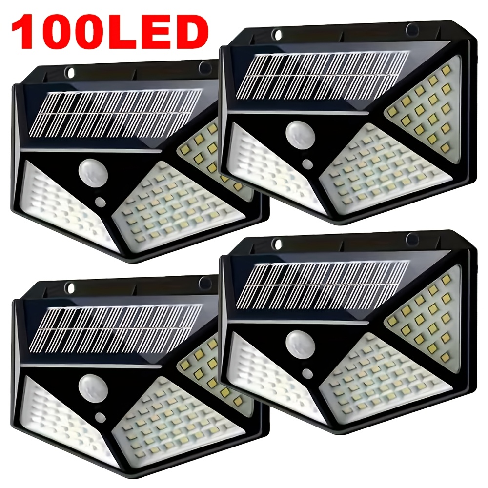 Outdoor Lighting Ground - ไฟสวนโซลาร์เซลล์ 100LED สำหรับภายนอกอาคาร พร้อมเซ็นเซอร์ตรวจจับความเคลื่อนไหว กันน้ำ ใช้ติดผนัง
