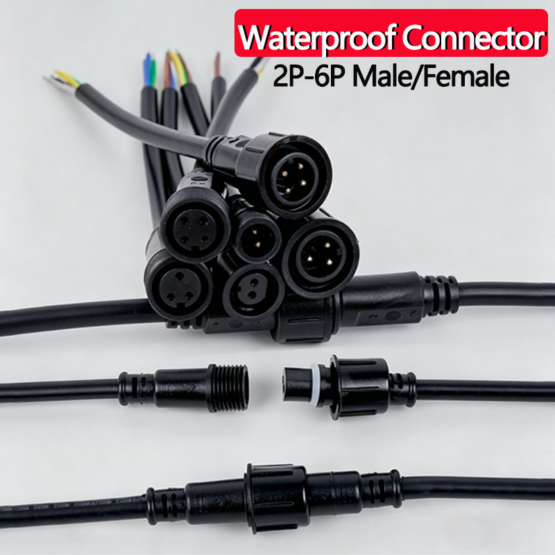 Outdoor Lighting Socket - ชุดขั้วต่อสายไฟกันน้ำ 2/3/4/5/6 พิน พร้อมปลั๊กและสายเคเบิลขนาด 0.5-1.5 มม.²