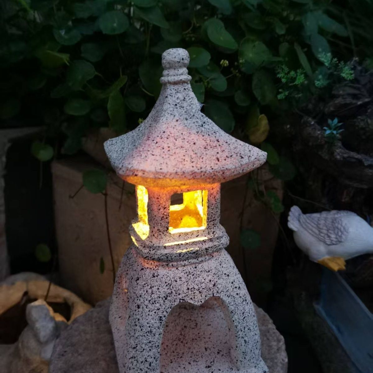 Outdoor Lighting Japanese - โคมไฟตกแต่งสวนพลังงานแสงอาทิตย์ทรงเจดีย์ โคมไฟตะวันออกกลาง โคมไฟหินญี่ปุ่น ประติมากรรมเซน ตกแต่งสนามหญ้า