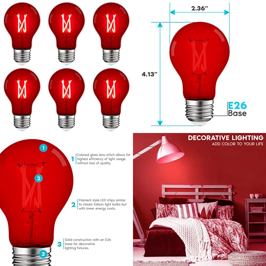 หลอดไฟ LED A19 Edison, 4.5W เท - Outdoor Lighting Bulbs บทวิจารณ์และราคา