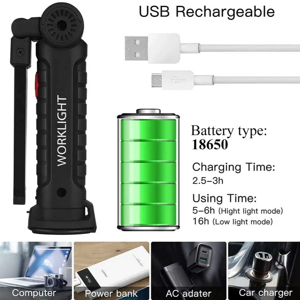 แบบพกพา COB ไฟฉาย LED USB ชาร์ - Hanging Outdoor Lighting บทวิจารณ์และราคา