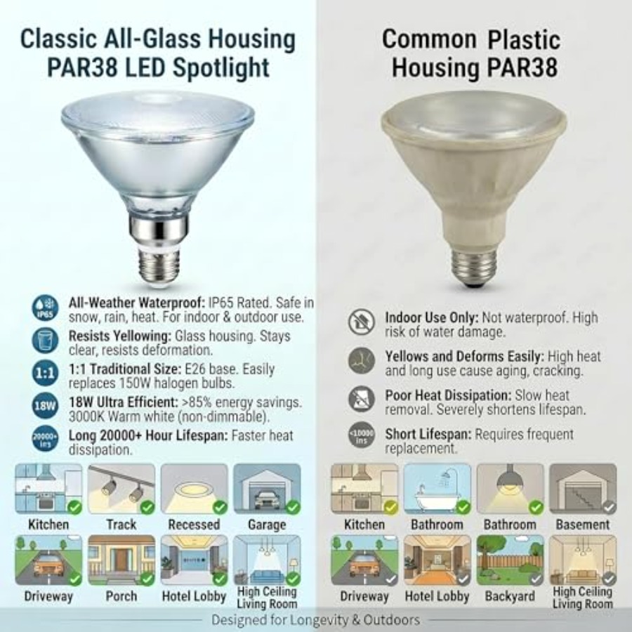 หลอดไฟ LED PAR38 แบบกระจกสะท้อ - Outdoor Lighting Bulbs บทวิจารณ์และราคา