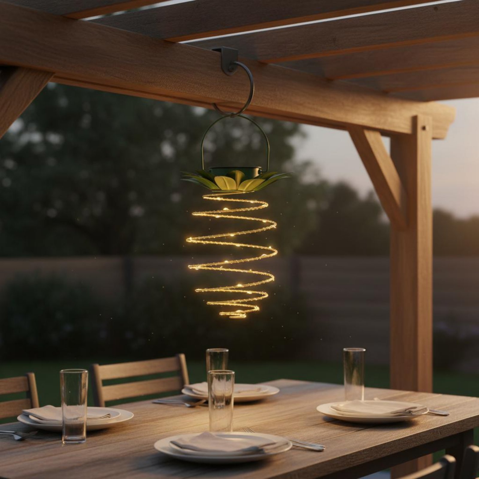 โคมไฟพลังงานแสงอาทิตย์รูปสับปะ - Hanging Outdoor Lighting บทวิจารณ์และราคา