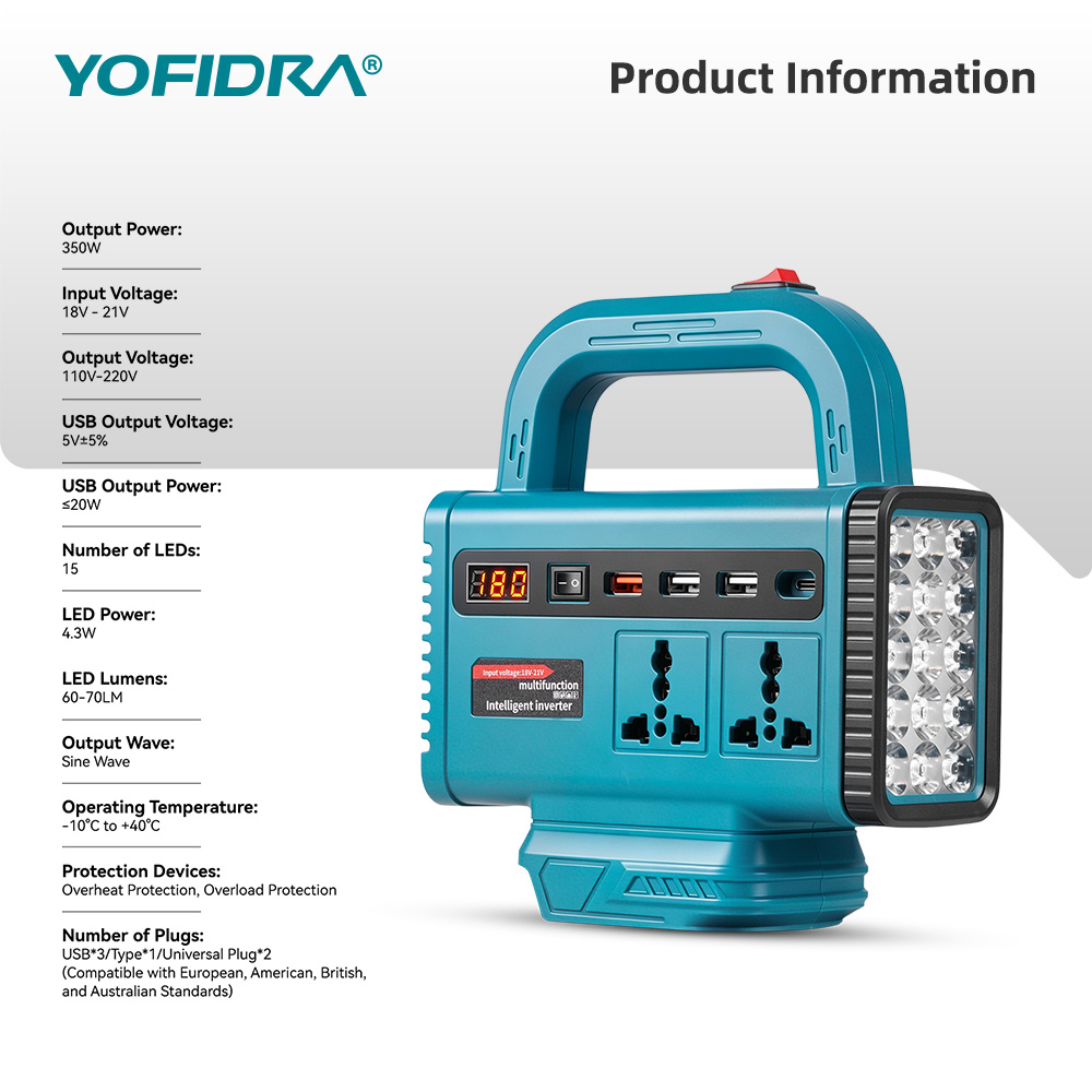 อินเวอร์เตอร์พกพา YOFIDRA 220V - Outdoor Lighting Socket บทวิจารณ์และราคา